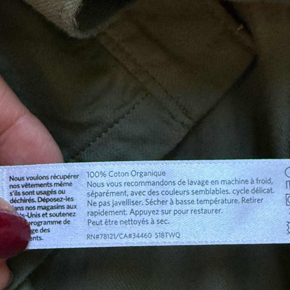 Eileen Fisher Nori Organic Cotton Twill Drawstring Jacket Size L In Olive Green - Picture 8 of 9